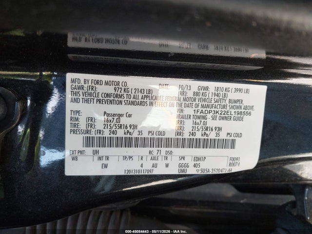 Ford FOCUS SE 2014 1FADP3K22EL198556 Image 9