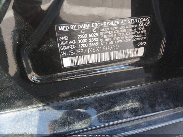 Aukcja sprzedaży 2006 Mercedes-benz E 350 4matic, vin: WDBUF87JX6X188330, numer aukcji: 45084452