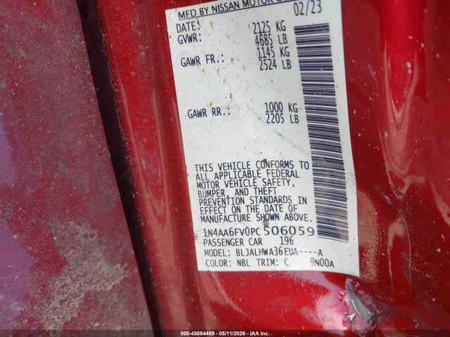 45084469 :رقم المزاد ، 1N4AA6FV0PC506059 vin ، 2023 Nissan Maxima Platinum Xtronic Cvt مزاد بيع