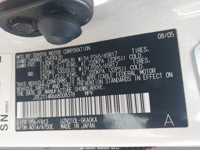 Aukcja sprzedaży 2006 Toyota 4runner Sr5 Sport V8, vin: JTEZT14R668008378, numer aukcji: 45084532