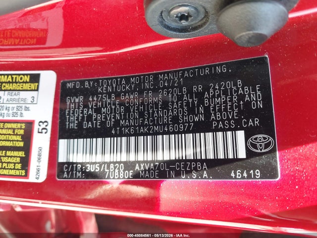 4T1K61AK2MU460977 Toyota CAMRY XSE