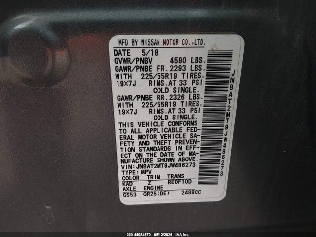 JN8AT2MT9JW486273 Nissan Rogue Sl