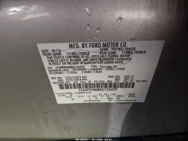 Aukcja sprzedaży 2011 Ford Taurus Sel, vin: 1FAHP2HW8BG133429, numer aukcji: 45084571