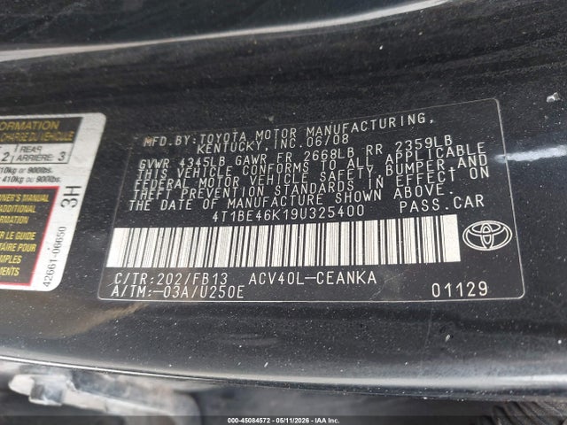 Aukcja sprzedaży 2009 Toyota Camry Le, vin: 4T1BE46K19U325400, numer aukcji: 45084572
