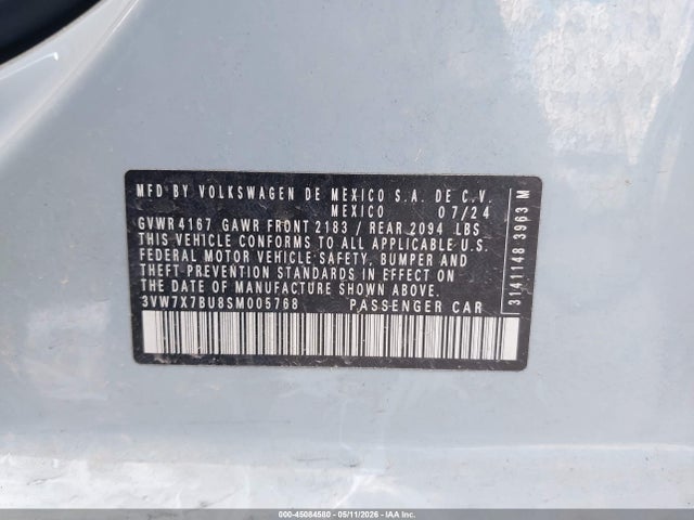Продаж на аукціоні авто 2025 Volkswagen Jetta 1.5t Se, vin: 3VW7X7BU8SM005768, номер лоту: 45084580