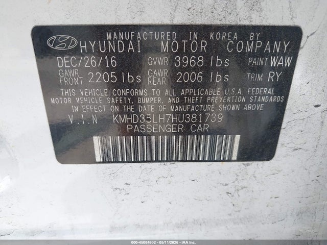 Aukcja sprzedaży 2017 Hyundai Elantra Gt, vin: KMHD35LH7HU381739, numer aukcji: 45084602