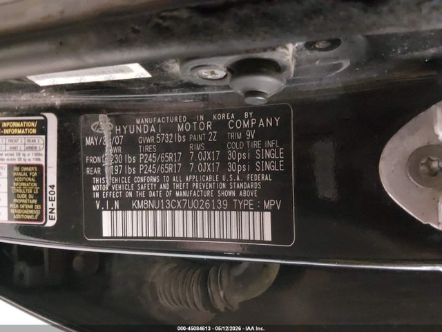 Продаж на аукціоні авто 2007 Hyundai Veracruz, vin: KM8NU13CX7U026139, номер лоту: 45084613