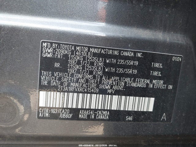 45084616 :رقم المزاد ، 2T3A1RFVXRC415409 vin ، 2024 Toyota Rav4 Xle Premium مزاد بيع