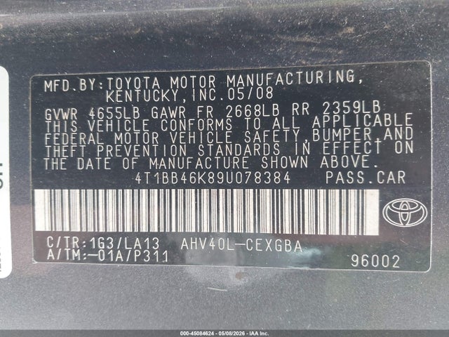 Продаж на аукціоні авто 2009 Toyota Camry Hybrid, vin: 4T1BB46K89U078384, номер лоту: 45084624
