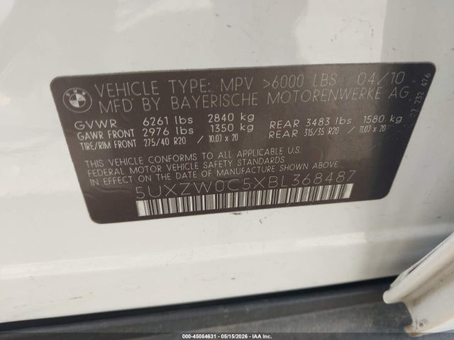 Auction sale of the 2011 Bmw X5 Xdrive35d, vin: 5UXZW0C5XBL368487, lot number: 45084631
