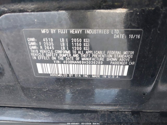 45084651 :رقم المزاد ، 4S3BNAN69H3036289 vin ، 2017 Subaru Legacy 2.5i Limited مزاد بيع