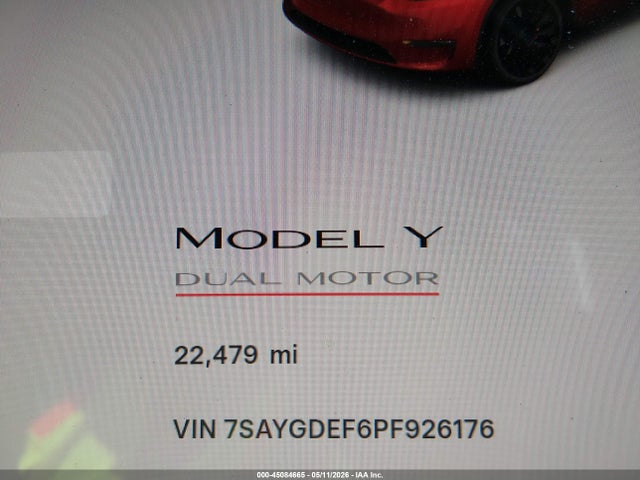 Продаж на аукціоні авто 2023 Tesla Model Y Performance Dual Motor All-wheel Drive, vin: 7SAYGDEF6PF926176, номер лоту: 45084665