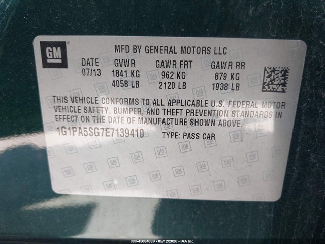 Продаж на аукціоні авто 2014 Chevrolet Cruze Ls Auto, vin: 1G1PA5SG7E7139410, номер лоту: 45084699