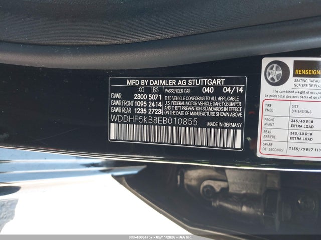 45084757 :رقم المزاد ، WDDHF5KB8EB010855 vin ، 2014 Mercedes-benz E 350 مزاد بيع
