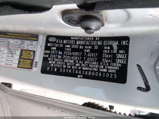 Продаж на аукціоні авто 2011 Kia Sorento Lx, vin: 5XYKT4A16BG061025, номер лоту: 45084764