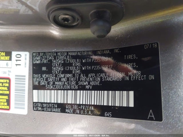 Toyota Sienna Le 8 Passenger 2018 5TDKZ3DC8JS961836 Image 9