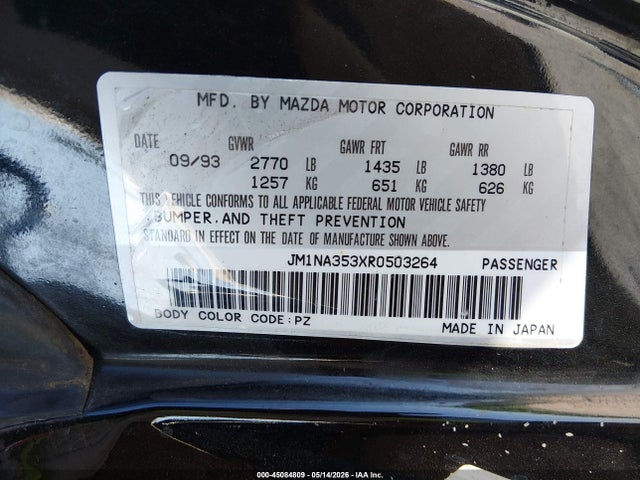 Aukcja sprzedaży 1994 Mazda Mx-5 Miata, vin: JM1NA353XR0503264, numer aukcji: 45084809
