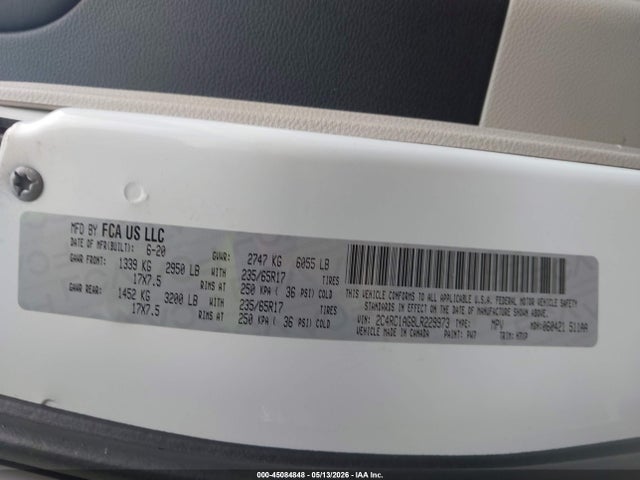 45084848 :رقم المزاد ، 2C4RC1AG8LR229973 vin ، 2020 Chrysler Voyager L مزاد بيع