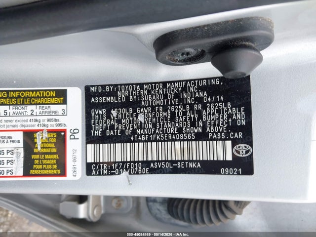 Продаж на аукціоні авто 2014 Toyota Camry Le, vin: 4T4BF1FK5ER408565, номер лоту: 45084869