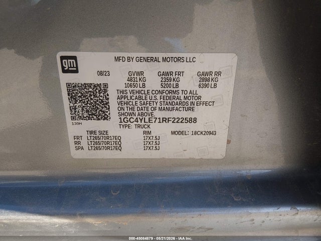 1GC4YLE71RF222588 Chevrolet Silverado 2500hd 4wd Long Bed Work Truck