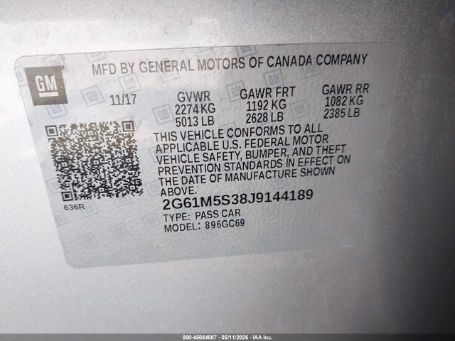 Продажа на аукционе авто 2018 Cadillac Xts Luxury, vin: 2G61M5S38J9144189, номер лота: 45084887