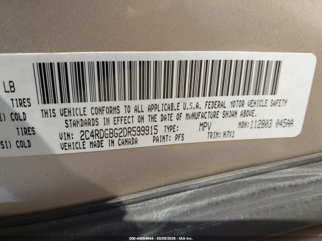 Aukcja sprzedaży 2013 Dodge Grand Caravan American Value Pkg, vin: 2C4RDGBG2DR599915, numer aukcji: 45084944
