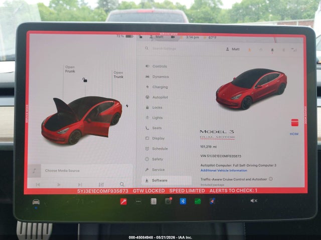 45084948 :رقم المزاد ، 5YJ3E1EC0MF935873 vin ، 2021 Tesla Model 3 Performance Dual Motor All-wheel Drive مزاد بيع