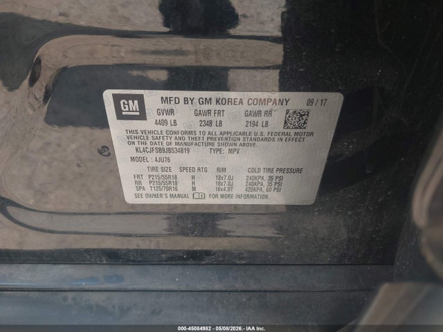 Продажа на аукционе авто 2018 Buick Encore Preferred Ii, vin: KL4CJFSB9JB534819, номер лота: 45084982