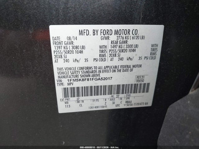 Продажа на аукционе авто 2015 Ford Explorer Limited, vin: 1FM5K8F81FGA52017, номер лота: 45085010
