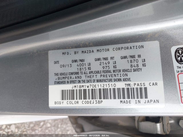 45085023 :رقم المزاد ، JM1BM1W70E1121510 vin ، 2014 Mazda Mazda3 I Grand Touring مزاد بيع
