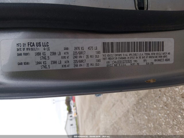 Aukcja sprzedaży 2016 Jeep Compass Latitude, vin: 1C4NJDEB1GD723525, numer aukcji: 45085038