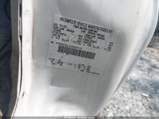 45085206 :رقم المزاد ، 1FDNF20L34ED67151 vin ، 2004 Ford F-250 Xl/xlt مزاد بيع