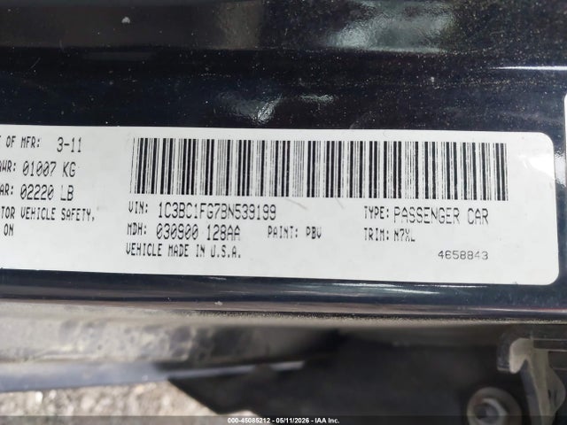 Aukcja sprzedaży 2011 Chrysler 200 Touring, vin: 1C3BC1FG7BN539199, numer aukcji: 45085212
