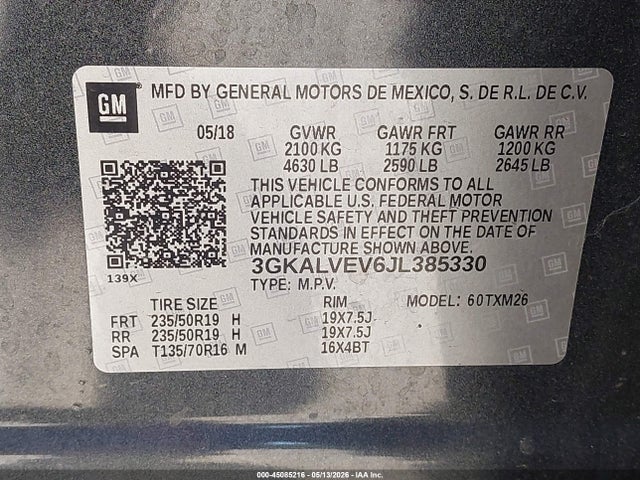 45085216 :رقم المزاد ، 3GKALVEV6JL385330 vin ، 2018 Gmc Terrain Slt مزاد بيع