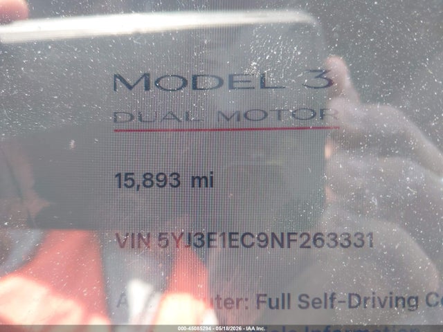 Tesla Model 3 Performance Dual Motor All-wheel Drive 2022 5YJ3E1EC9NF263331 Image 16