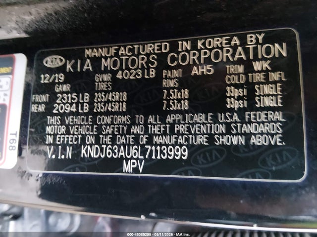 Aukcja sprzedaży 2020 Kia Soul Gt-line, vin: KNDJ63AU6L7113999, numer aukcji: 45085295