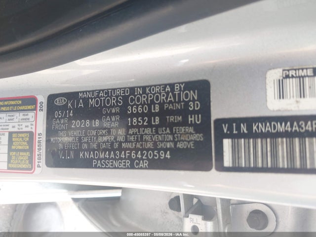Aukcja sprzedaży 2015 Kia Rio Lx, vin: KNADM4A34F6420594, numer aukcji: 45085397