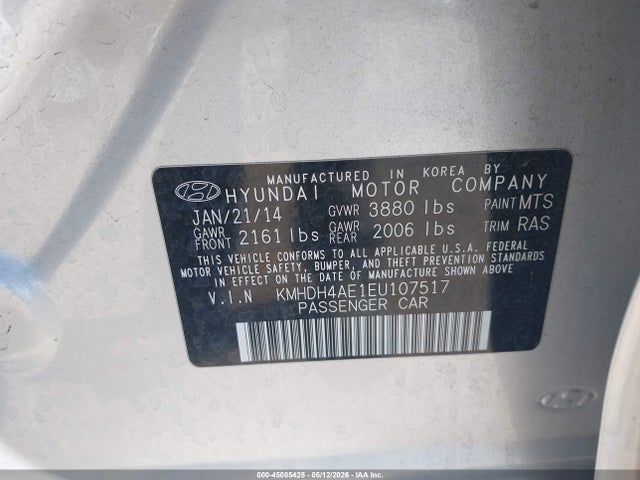 KMHDH4AE1EU107517 Hyundai Elantra Limited