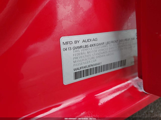 Aukcja sprzedaży 2013 Audi A4 2.0t Premium, vin: WAUFFAFL8DN046441, numer aukcji: 45085447