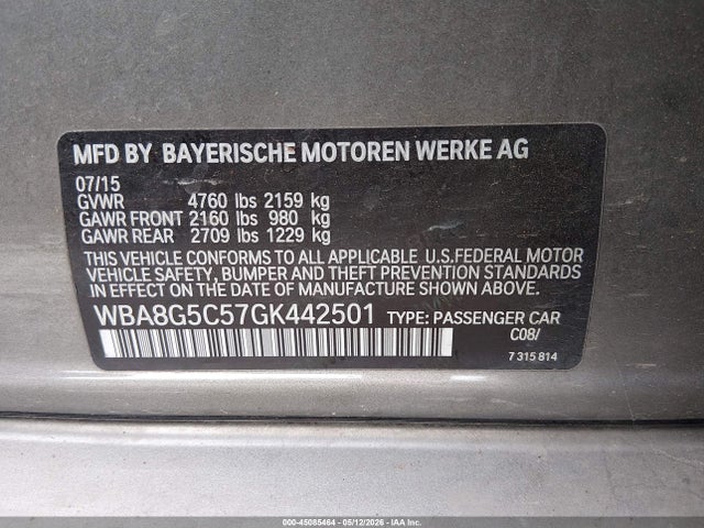 WBA8G5C57GK442501 BMW 328i Xdrive