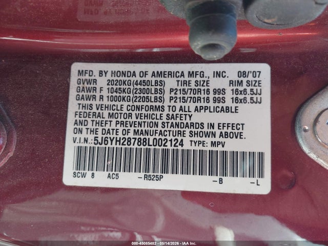 Продаж на аукціоні авто 2008 Honda Element Ex, vin: 5J6YH28788L002124, номер лоту: 45085482
