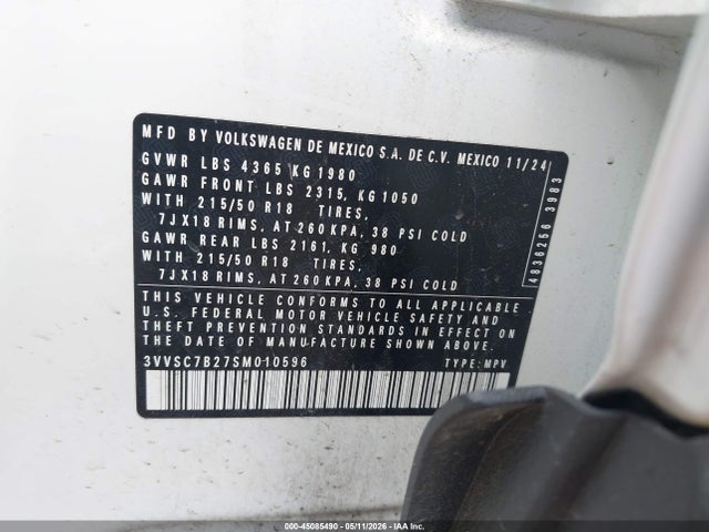Продаж на аукціоні авто 2025 Volkswagen Taos 1.5t Se, vin: 3VVSC7B27SM010596, номер лоту: 45085490