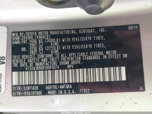 Toyota VENZA LE 2015 4T3ZA3BB8FU091074 Image 9