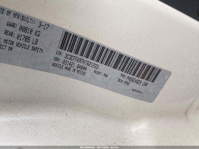 Aukcja sprzedaży 2017 Fiat 500 Pop, vin: 3C3CFFKR7HT621233, numer aukcji: 45085525