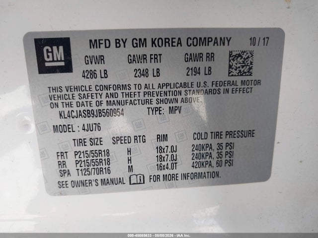 Продаж на аукціоні авто 2018 Buick Encore Preferred, vin: KL4CJASB9JB560954, номер лоту: 45085633