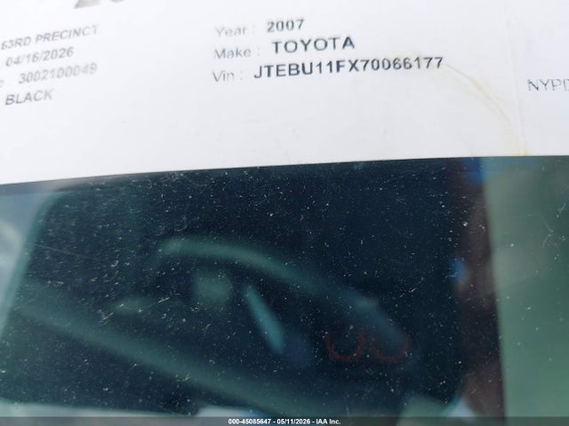 Aukcja sprzedaży 2007 Toyota Fj Cruiser, vin: JTEBU11FX70066177, numer aukcji: 45085647