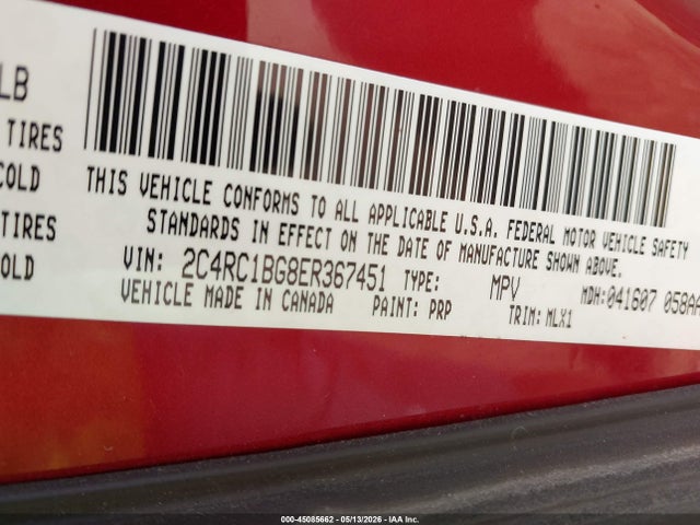 45085662 :رقم المزاد ، 2C4RC1BG8ER367451 vin ، 2014 Chrysler Town & Country Touring مزاد بيع