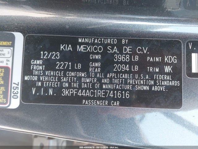 Aukcja sprzedaży 2024 Kia Forte Gt, vin: 3KPF44AC1RE741616, numer aukcji: 45085679