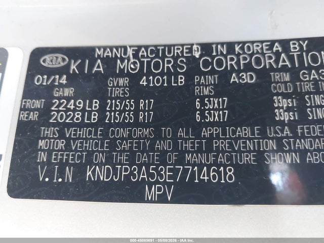 45085691 :رقم المزاد ، KNDJP3A53E7714618 vin ، 2014 Kia Soul + مزاد بيع