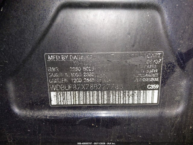 45085707 :رقم المزاد ، WDBUF87X78B227783 vin ، 2008 Mercedes-benz E 350 4matic مزاد بيع